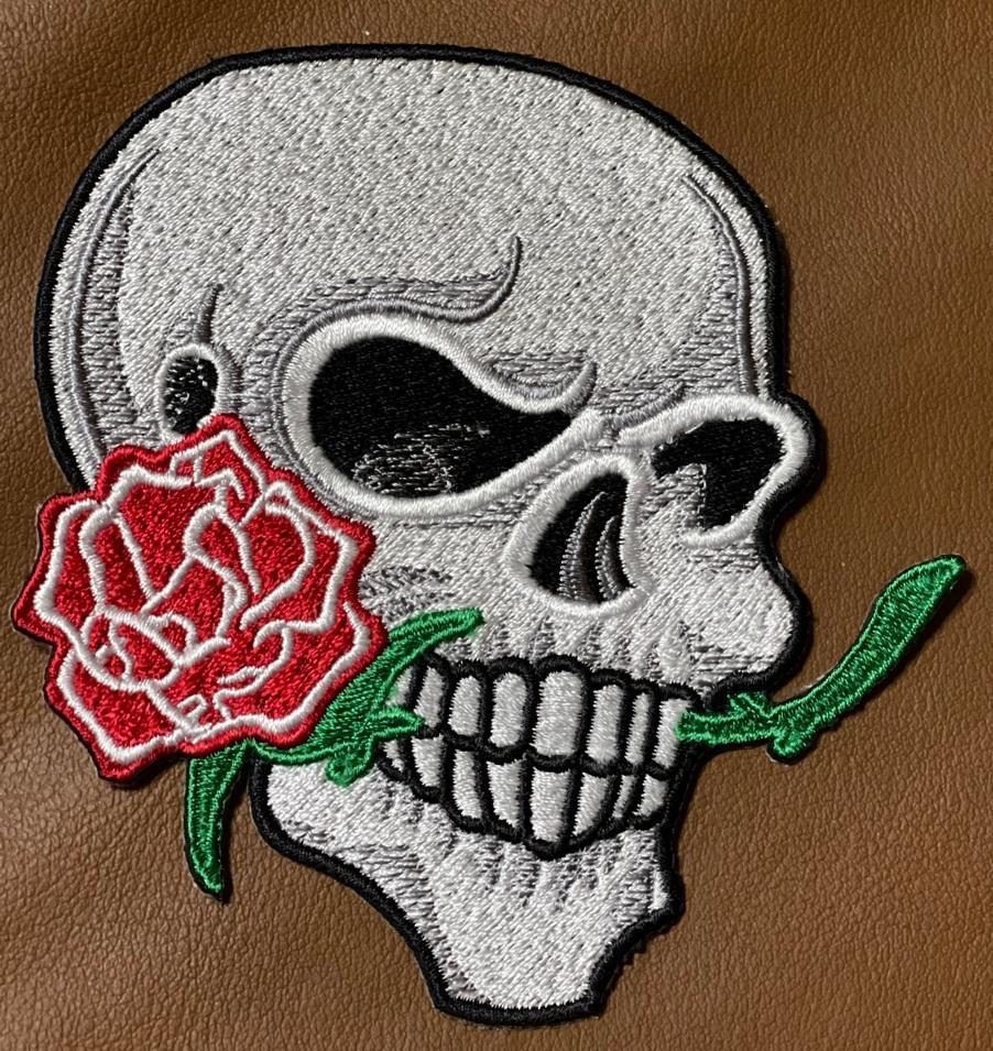 Skull and rose: embroidered patch