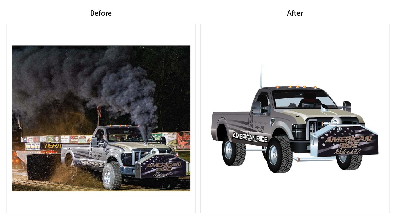 American Ride: pulling truck to vector